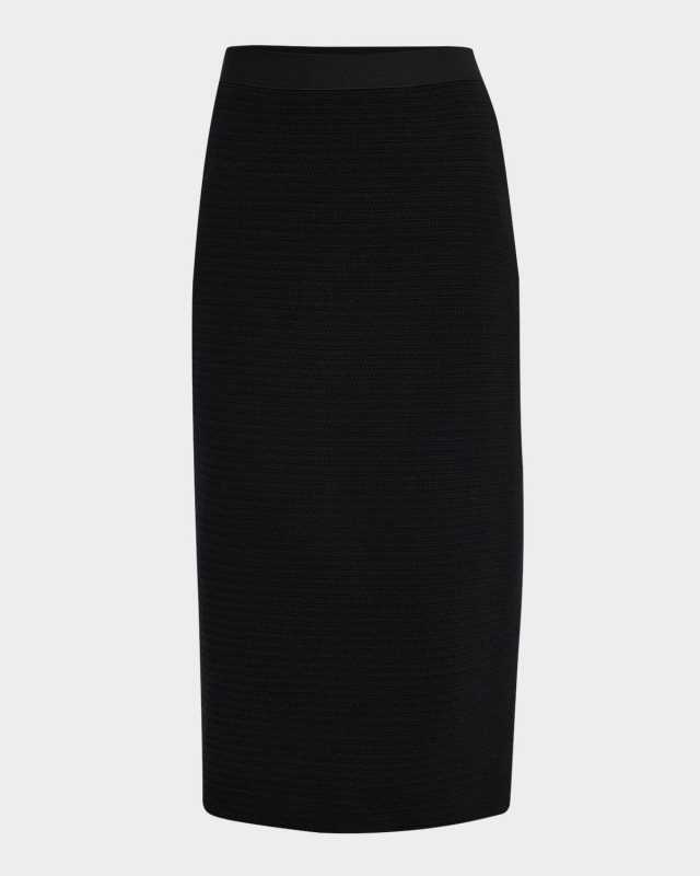 Wool-Cotton Knit Midi Pencil Skirt
